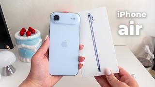 iPhone Air unboxing (Sky Blue) ☁️ Aesthetic ASMR | Should you get it? see iphone comparisons