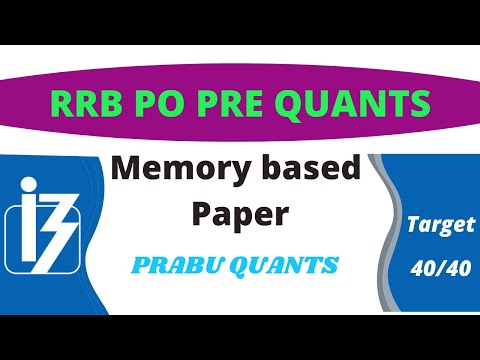 RRB PO PRE QUANTS MEMORY BASED PAPER