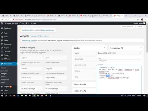 Change Bottom/Footer address in wordpress
