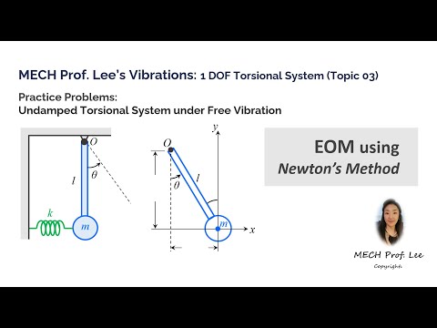 Vibrations: Torsional System | Tip Mass & Helical Spring – EOM & Linearization via Newton’s Law