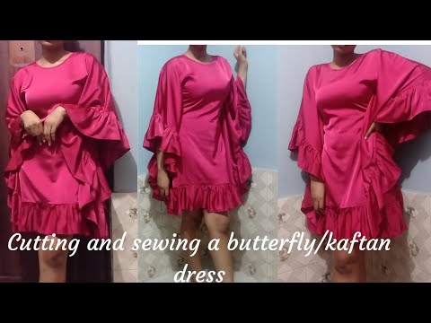 HOW TO CUT AND SEW A  BUBU/KAFTAN DRESS WITH RUFFLES | For beginners| #kaftandress #bubugown