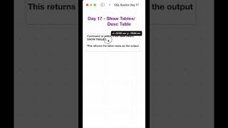 SQL Basics - Day 17 of 30 - For freshers  #freshers #sql #sqlbasics #learning #course