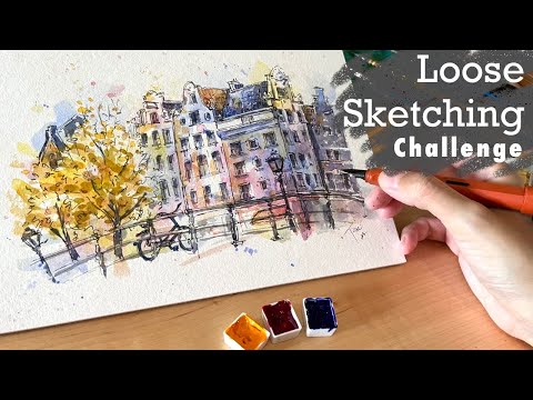 Using only three colors |Ink & Watercolor sketching