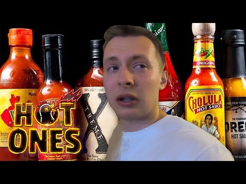 Drunkenly Eating Hot Ones Sauces