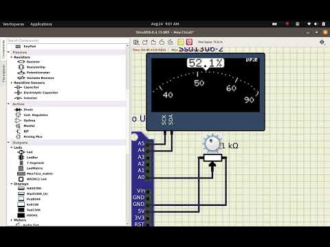 Knop OLED SSD1306 Arduino Using SimulIDE and u8g2 Library