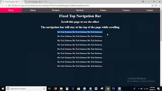 Fixed Top Navigation Bar Creation Using Html and Css | Fixed Nav bar In Html and Css | Fixed Menu
