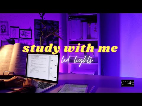 LATE NIGHT STUDY WITH ME 🌙 1 hour // pomodoro, chill lofi music, led lights // lern mit mir