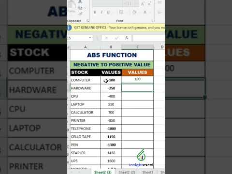 Use ABS FUNCTION to Change Negative Number into Positive Number or Vice Versa #shorts #ytshorts