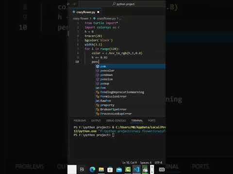 Crazy Flower Using Python ✨✨👾👾 || With Short Lines Of Code #shortvideo #youtubeshorts