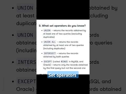 set operators do you know?#sqltips #sqlinterview#sqlforbeginners