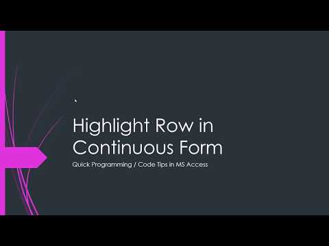 MS Access Highlight Row In Continuous Form