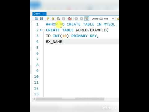 Query to Create table in MySQL #sql #mysql #techlovers #bellaciao #shorts