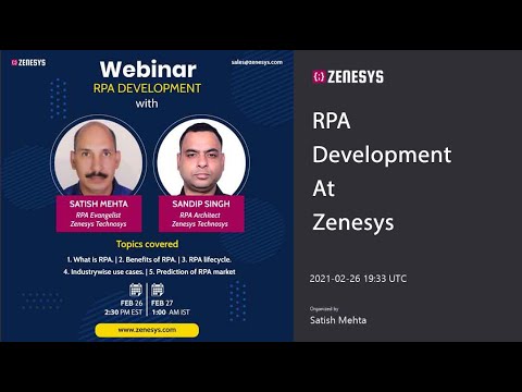 WEBINAR - RPA ( Robotic Process Automation) Development at Zenesys