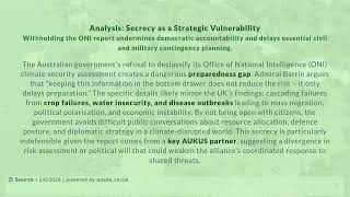 ✨ Australia Urged to Release "Terrifying" #Climate #Security Analysis