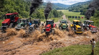 Mega Tractors vs Water Mud | Extreme Power Run - Horni Ujezd