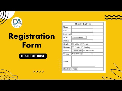 HTML Registration Form in Hindi   Urdu   HTML Tutorial   HTML Login Form