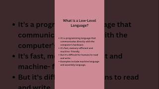 "How Low-Level Languages Work | Simple Tech Explained!".     #QuickProgramming