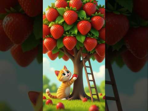 The BIGGEST Strawberry Picking Challenge with Cute Cats ❤️😺 #catshorts #shorts