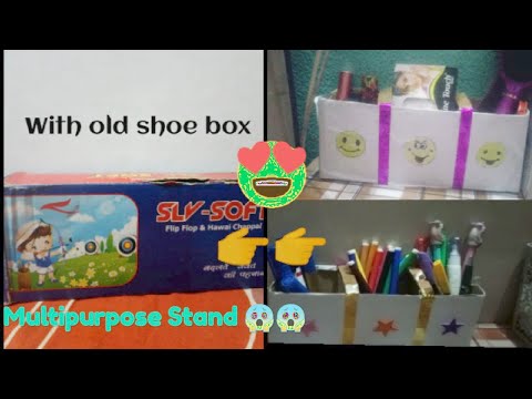 Best use of waste shoe box || Make multipurpose Stand With waste shoe box