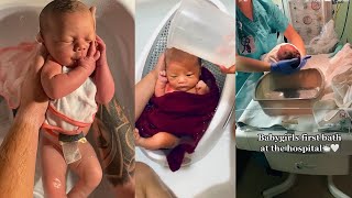 Babies first bath#129 #shorts #HilariousBabies