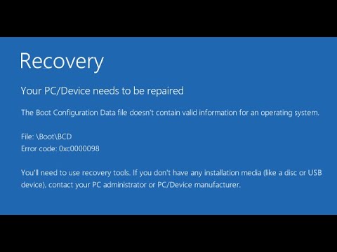 How to Fix Error Code 0xc0000098 in Windows 10/11/8/7 | Boot Configuration Data BCD File is Missing