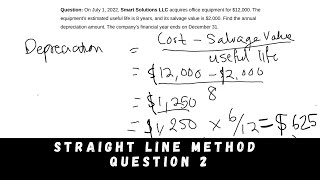 How to calculate Depreciation by month | Straight Line Method - Question 2