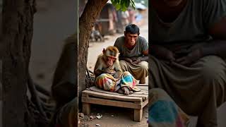Comedy Monkey Drama 😂 | Monkey in Saree & Lungi | Funny Street Video 2025