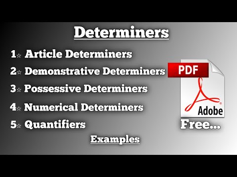 Determiners. All types of determiners. All uses of determiners. EDUCATION DETAILER. ENGLISH GRAMMAR.
