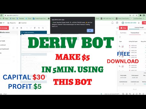 DERIV BOT -  Make $5 daily trading on digit differs || Binary Bot For Beginners