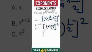 Exponent Tricks ! Exponents And Powers ! Excellence For SSC CGL CHSL MTS GD ! #maths #shorts