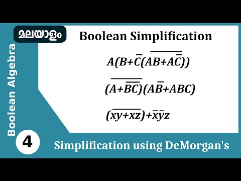 Boolean simplification using DeMorgan’s  theorem | problem and solution | Malayalam