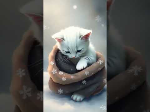 Little kitten in snowfall. #cats #catsvideo #cute#snowfall