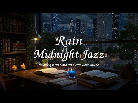 Slow Relaxing Midnight Jazz & Soothing Rain Sounds for Deep Sleep, Stress Relief, Work - Calm Night