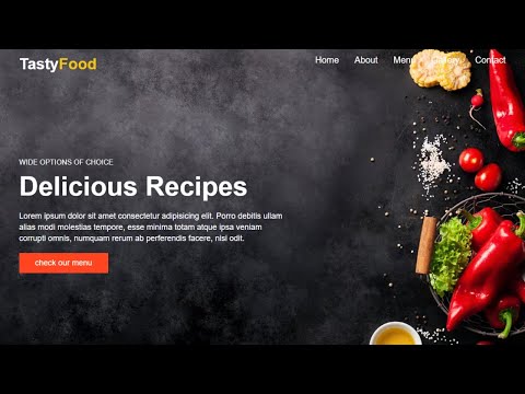 Make a food website landing page using html and css