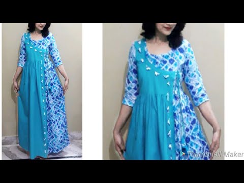 Angarkha kurti cutting and stitching | Stylish long kurti tutorial | Frock style  kurti |