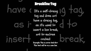 HTML Breakline Tag [2] ||#html #html5 #htmlbasics #htmltags #basichtmltags #htmlforbeginners #shorts