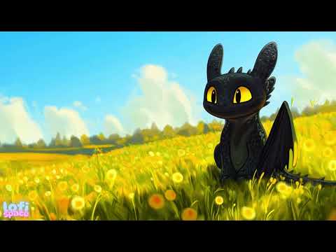 Cute Lofi with Toothless 🌸 Calm Lofi Mix in a Tranquil Spring Meadow Ghibli Style