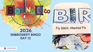 Embroidery Bingo 2026 Day 12: Fly stitch, attached fly stitch