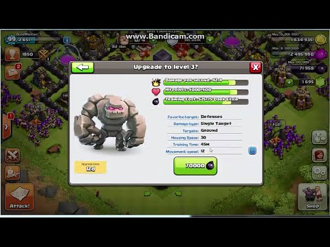 Clash of Clans UPGRATING GOLEMS TO LVL 3
