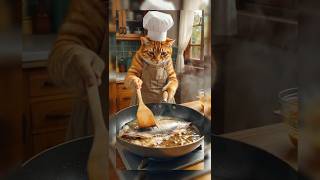 cat fish cooking #cookingcat #cat #orangecat #orangetabby #adorablecats #fishcooking