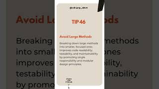 Tip 46 of 100: Avoid Large Methods  #coding #codinghacks #programminglanguage #education #exam