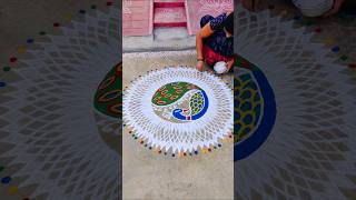 Peacock rangoli | Latest peacock rangoli | Peacock muggulu | easy rangoli | daily kolam |new muggulu