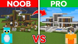 NOOB vs PRO: Restoring ABANDONED Modern House Challenge in Minecraft