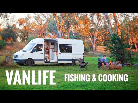 VAN LIFE | Fishing & Fire-Cooked Burgers!