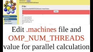 RV06: How to do parallel calculation in WIEN2k | Edit .machines file | Change OMP_NUM_THREADS value