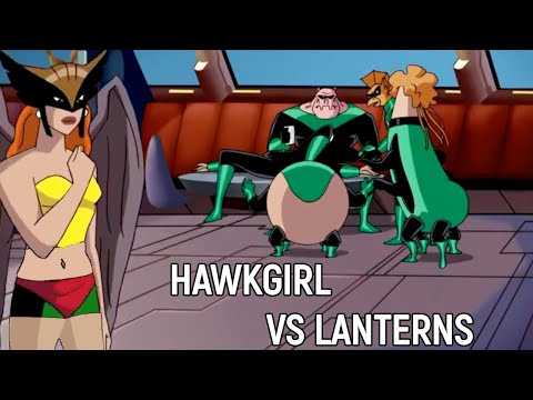 Hawkgirl beats Up All Green Lanterns