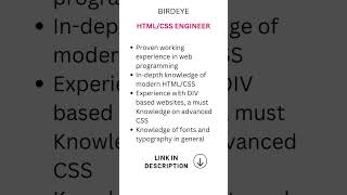 HTML/CSS Engineer | BirdEye | #fresherjobs #jobopportunity #jobs #jobvacancy