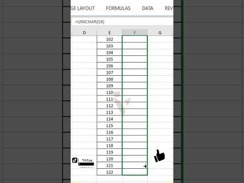 UNICHAR formula in excel