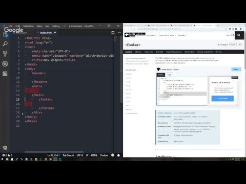 HTML header, main, and footer Elements