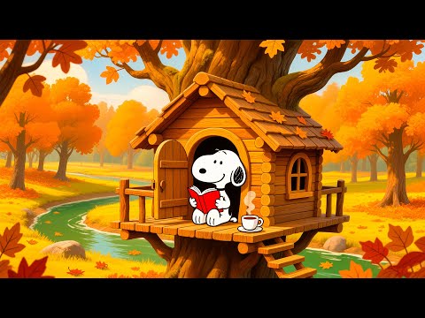 Snoopy’s Cozy Autumn Treehouse Reading 🌾📚 | Peaceful Lofi Beats for Study, Relax & Focus